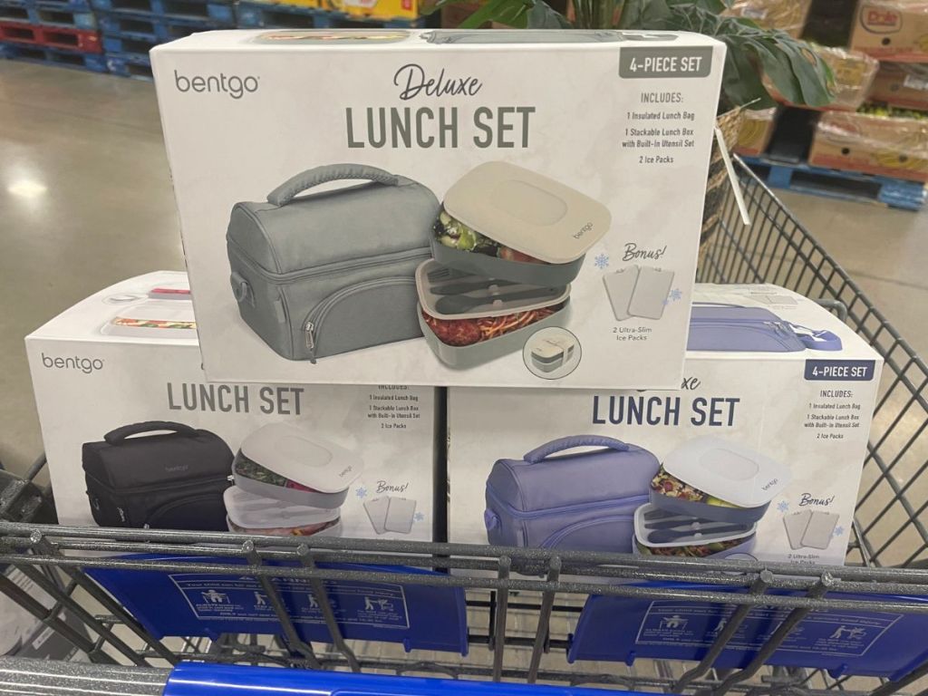 Bentgo 4 Piece Deluxe Lunch Sets stack in cart at Sam's Club