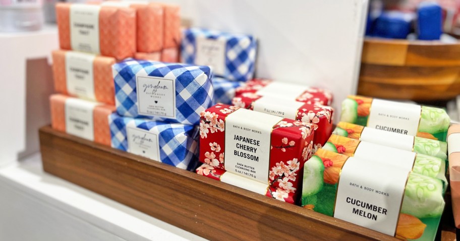 store display of Bath & Body Works Bar Soaps