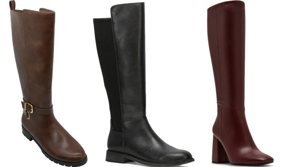 three tall pairs of boots