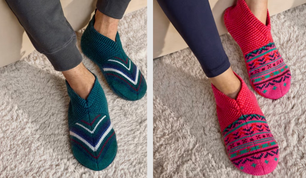 Men and women wearing bombas slippers