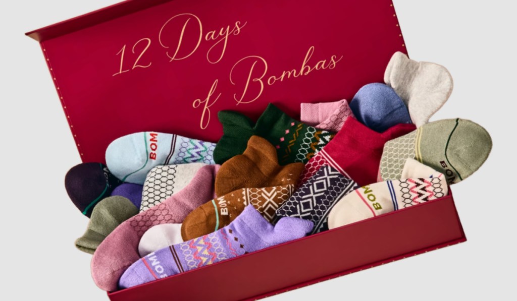 12 days of Bombas socks box filled with socks