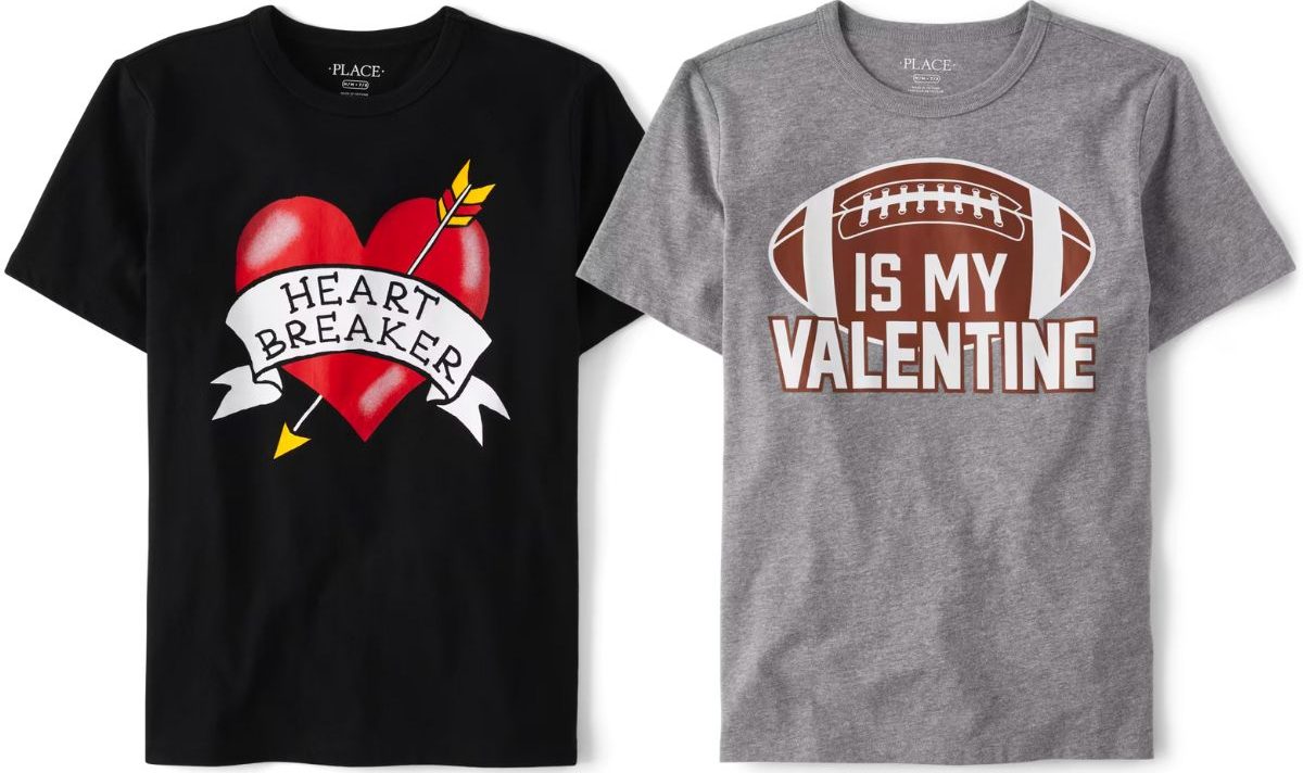Boys Heart Breaker and football is my valentine Graphic Tees stock images