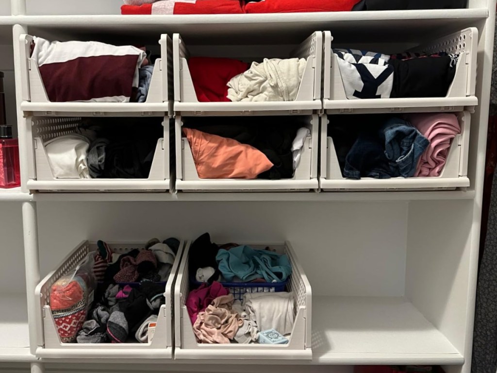 storage drawers inside closet