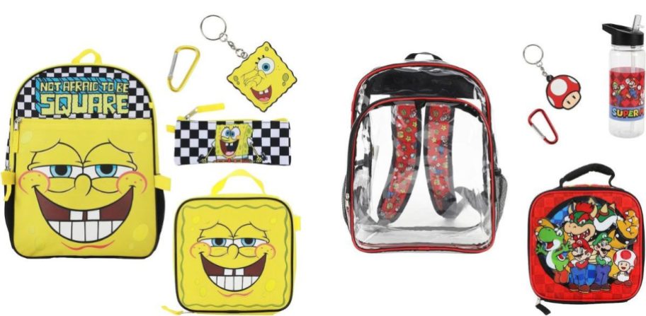 two different character backpacks 5-piece sets