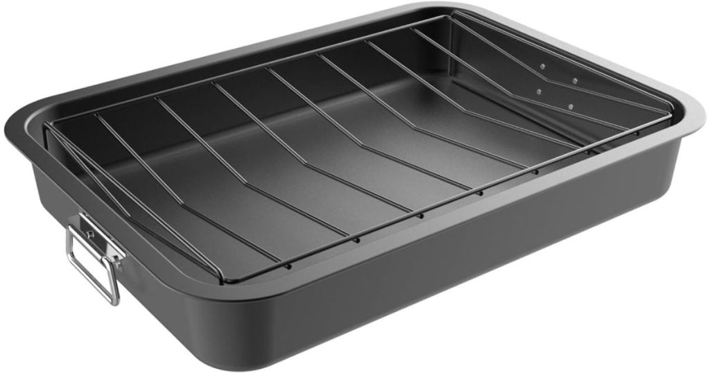 A classic Cuisine roasting pan with angled rack