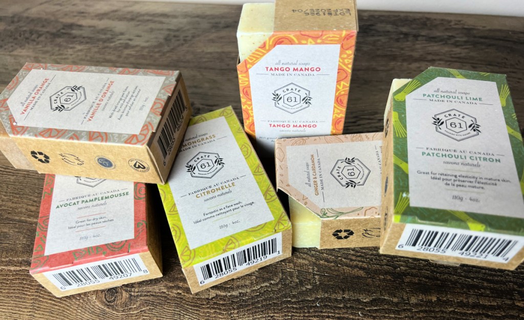 A citrus variety pack of Crate 61 handcrafted vegan soap