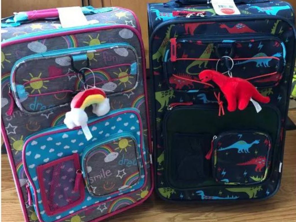 Crckt Kids' Softside Carry On Suitcase in Dino and Rainbow