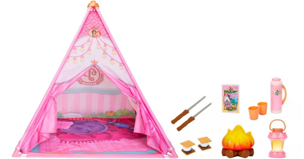 Disney Princess Style Collection S'mores in Style Glamping Tent and accessories stock image