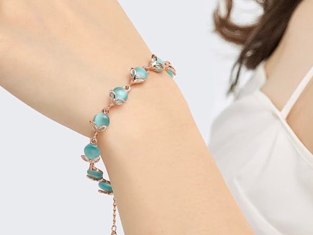 Emibele Rose Gold-Plated Blue-Green Opal Bracelet