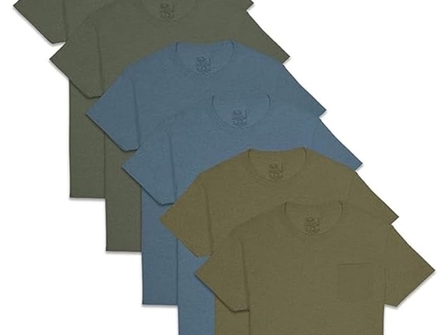 Fruit of the Loom Men's Eversoft Cotton Short Sleeve Pocket T-Shirts 6-Pack