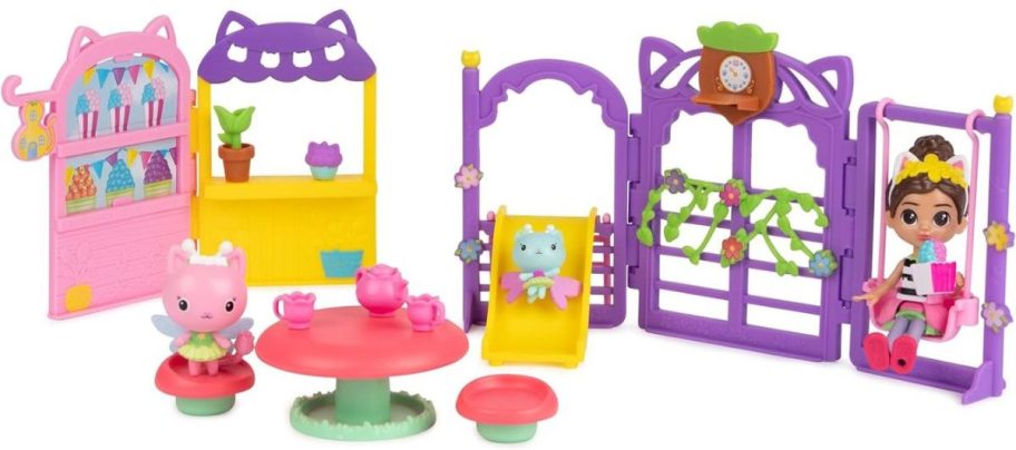 Gabby’s Dollhouse Kitty Fairy Garden Party 18-Piece Playset w/ 3 Toy Figures stock image