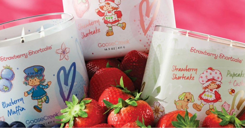 3 different GooseCreek Strawberry Shortcake candles