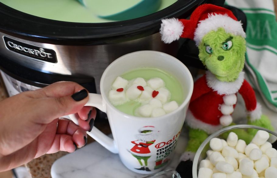 Make Crockpot Grinch Hot Chocolate (It’s The Perfect Christmas Eve Drink!)