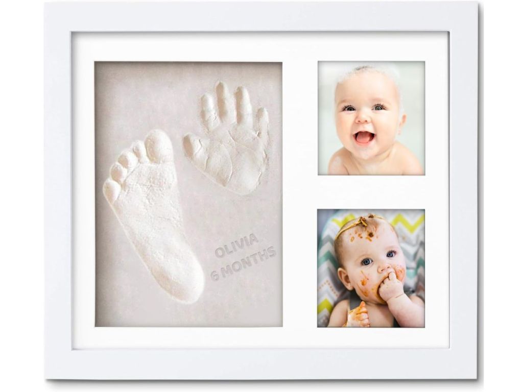Little Hippo Baby Handprint & Footprint Kit w/ Photo Frame in White 