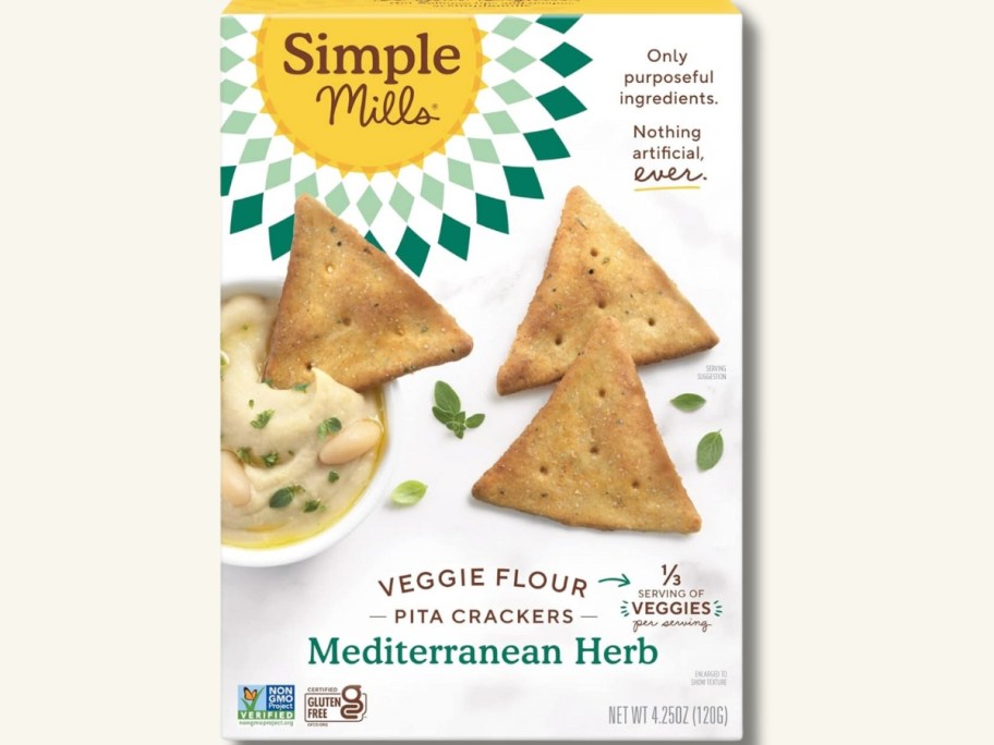 box of Simple Mills Veggie Pita Crackers - Mediterranean Herb