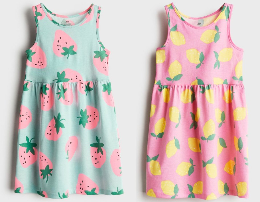 strawberry and lemon print dresses