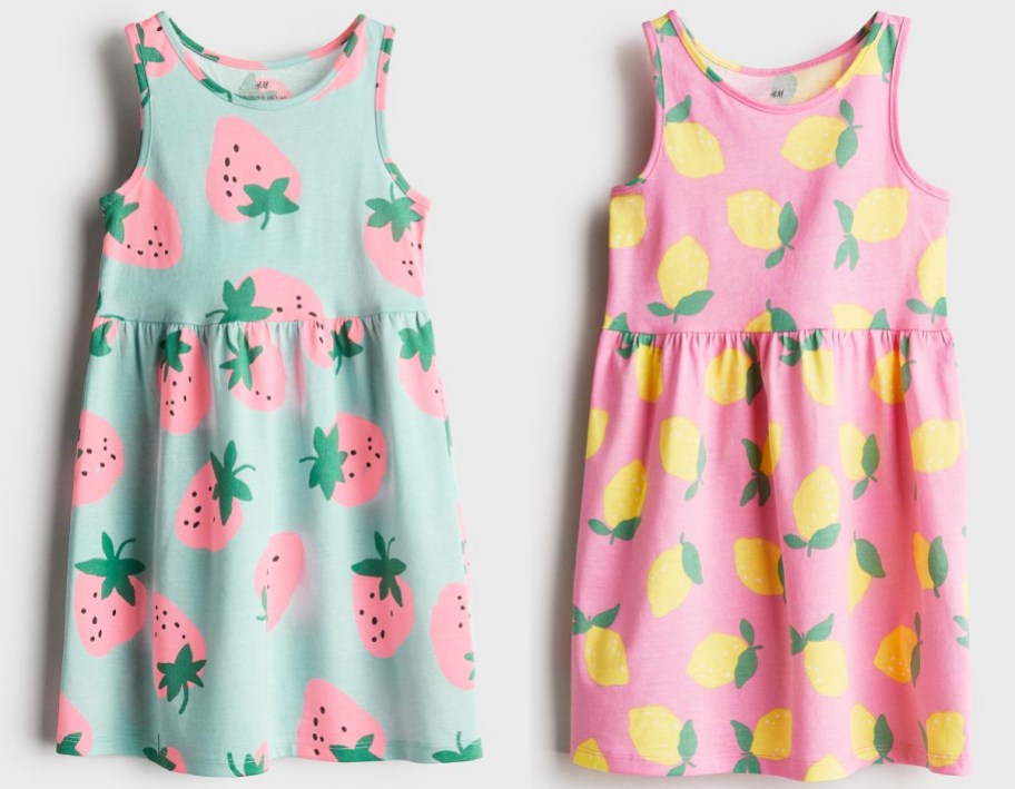 strawberry and lemon print dresses