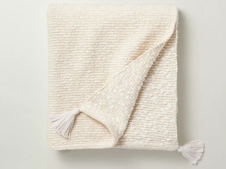 Hearth & Hand w_ Magnolia Textured Knit Throw Blanket with Corner Tassels