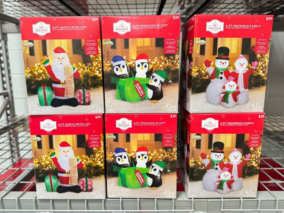 walmart christmas inflatables on shelf in store