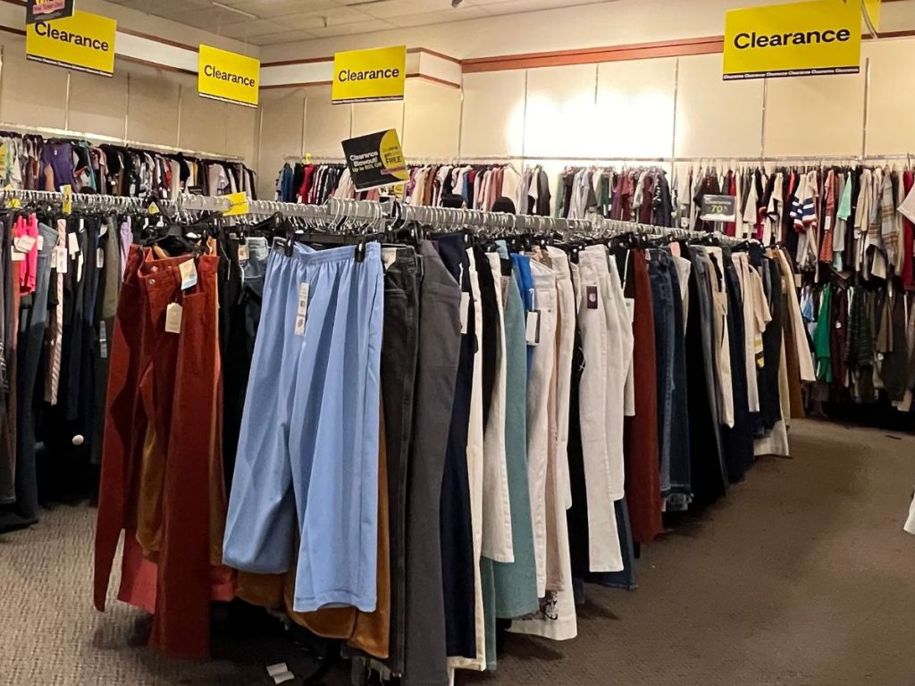 racks of women's clothing at JCpenney