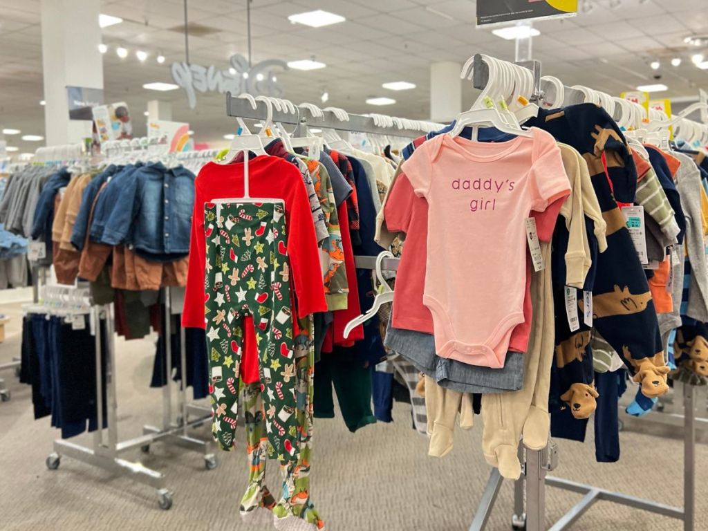 Racks of baby clothing at JCpenney