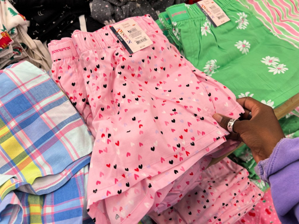 Walmart store display of colorful women's boxer shorts