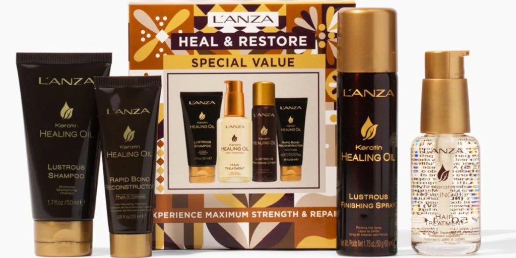 various haircare products in gift set