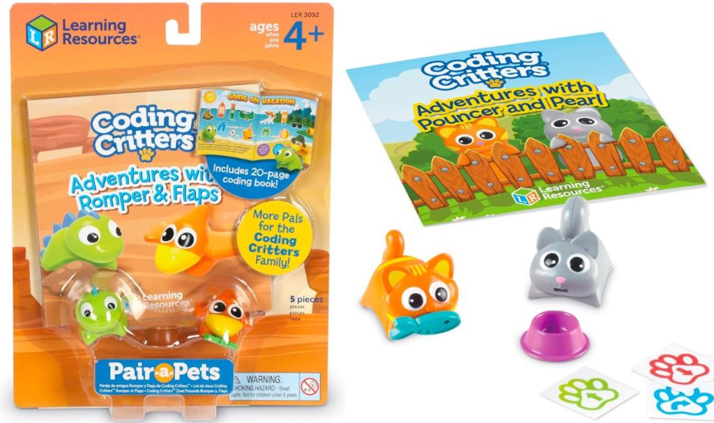 Learning Resources Coding Critters Pair-A-Pets dinos and cats stock images