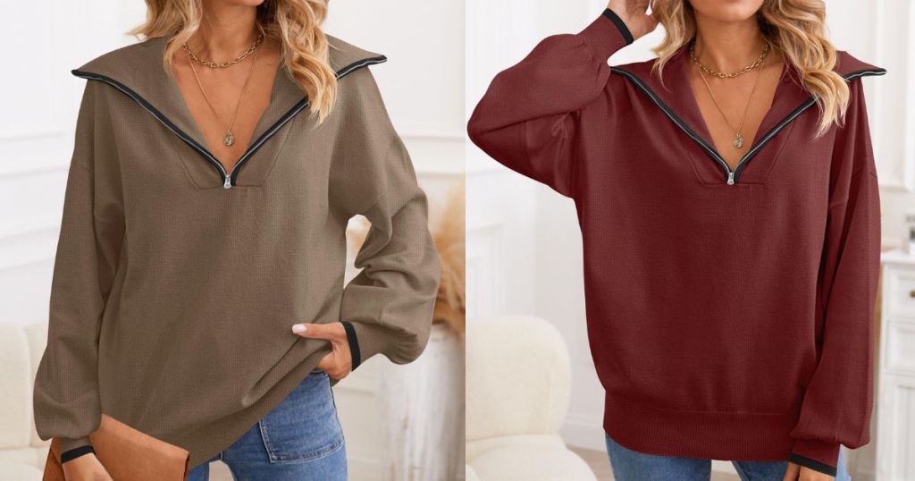 MIROL Women's Half Zip Pullover Sweater