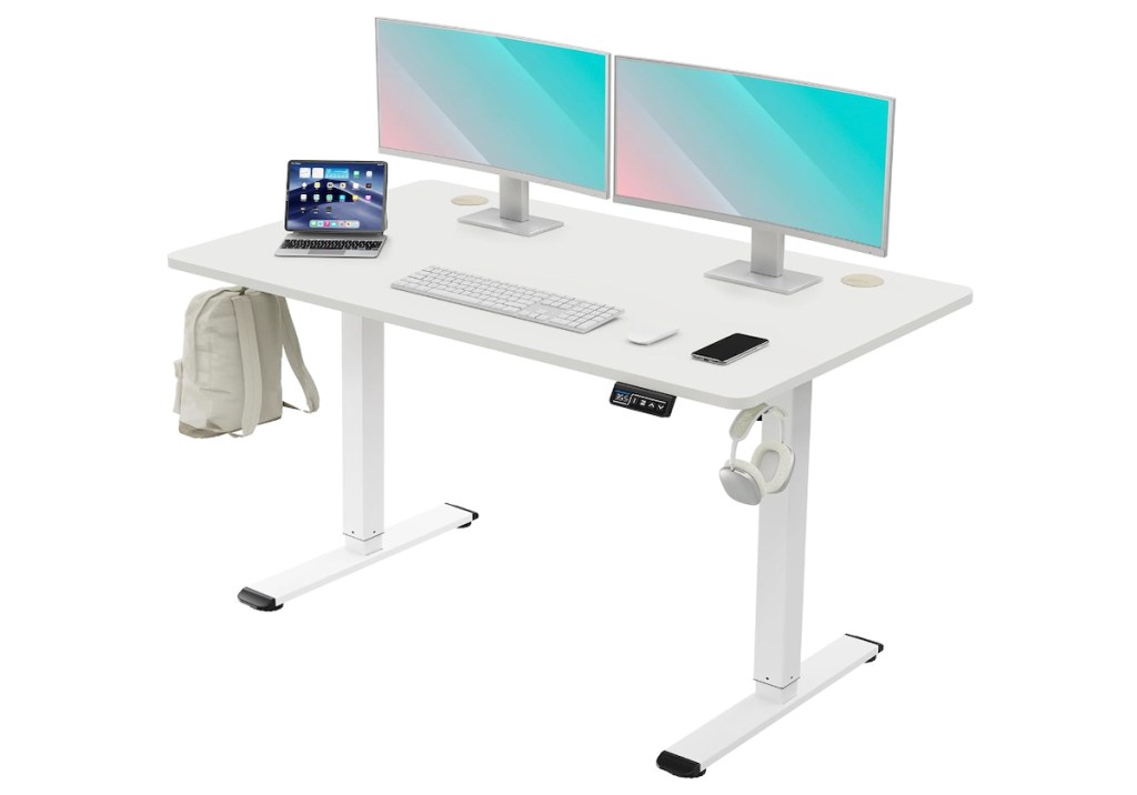 stock photo of white standing desk