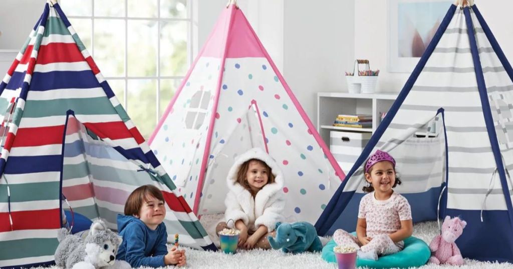 3 member's mark indoor tents with kids in them