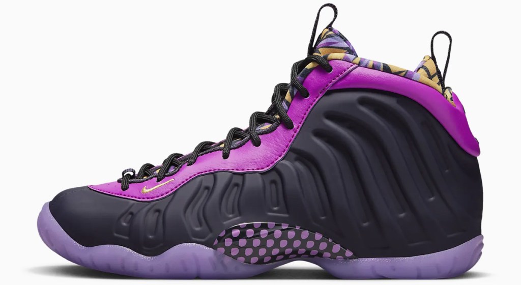 black and purple basketball shoe