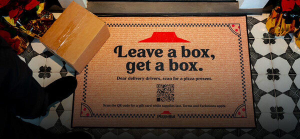 Leave A Box, Get A Box pizza hut mat for delivery drivers