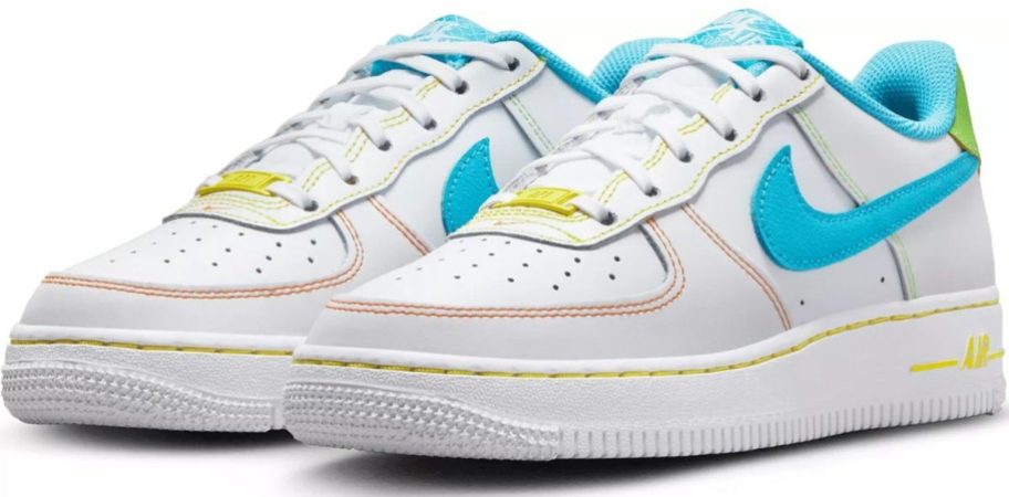 Stock image of a pair of Nike Air Force 1 Kids Shoes