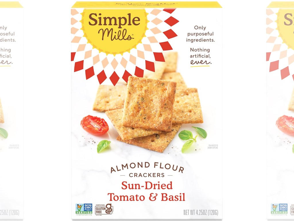 box of Simple Mills Almond Flour Crackers in Sundried Tomato & Basil flavor
