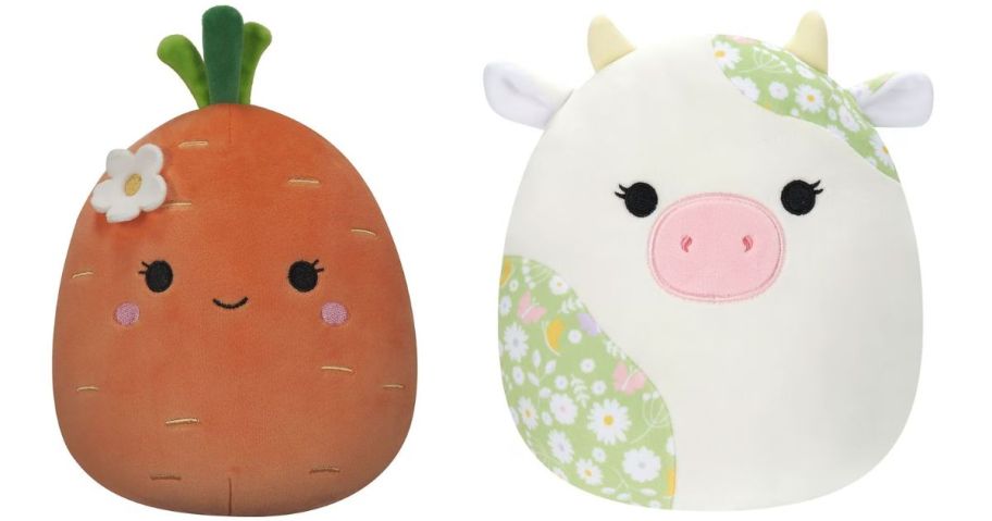 carrot Squishmallows and cow with flowers Squishmallows
