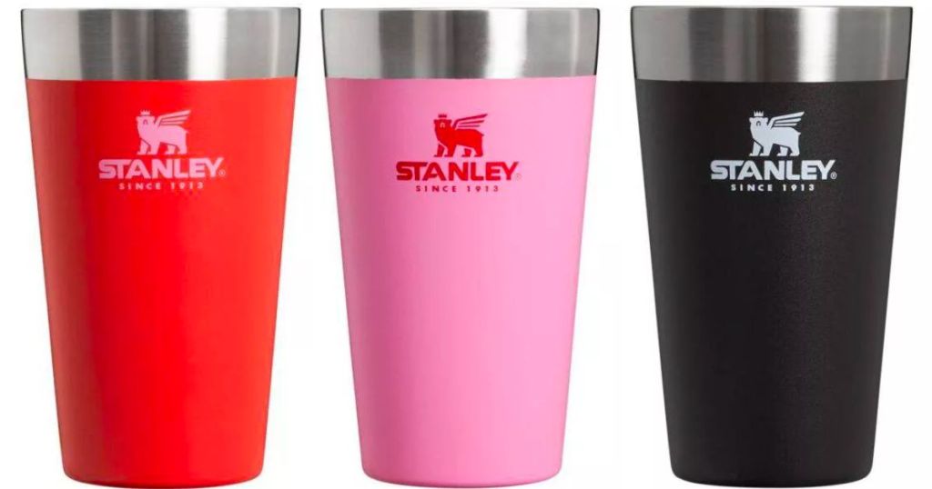 Stanley 16 oz Adventure Stainless Steel Everyday Stacking Pints in target red cotton candy and black