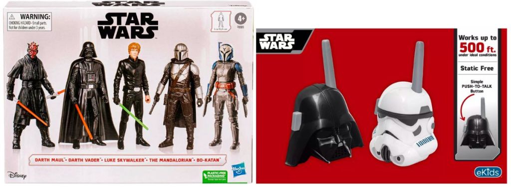 Star Wars Heroes & Villains Across the Galaxy 6 Action Figure Set and walkie talkies stock images