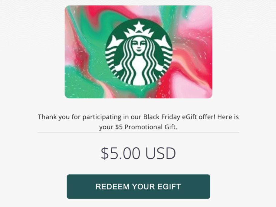 Starbucks Black Friday Gift Card