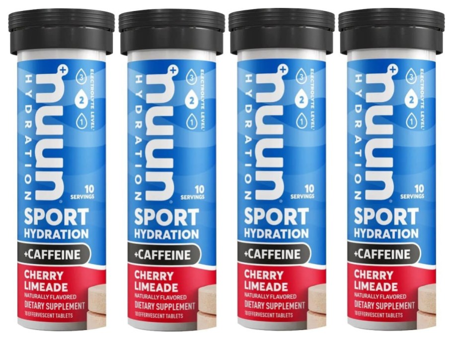 Stock image of Nuun Sport + Caffeine_ Electrolyte Drink Tablets 1 Bottle in Cherry Limeade