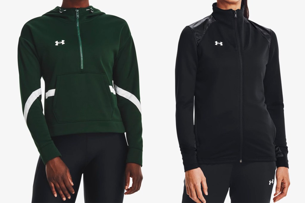 women in green and black under armour jackets