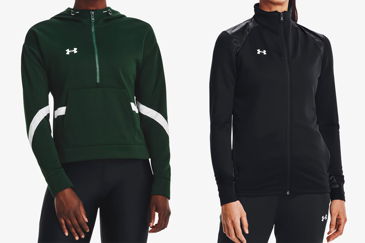 women in green and black under armour jackets