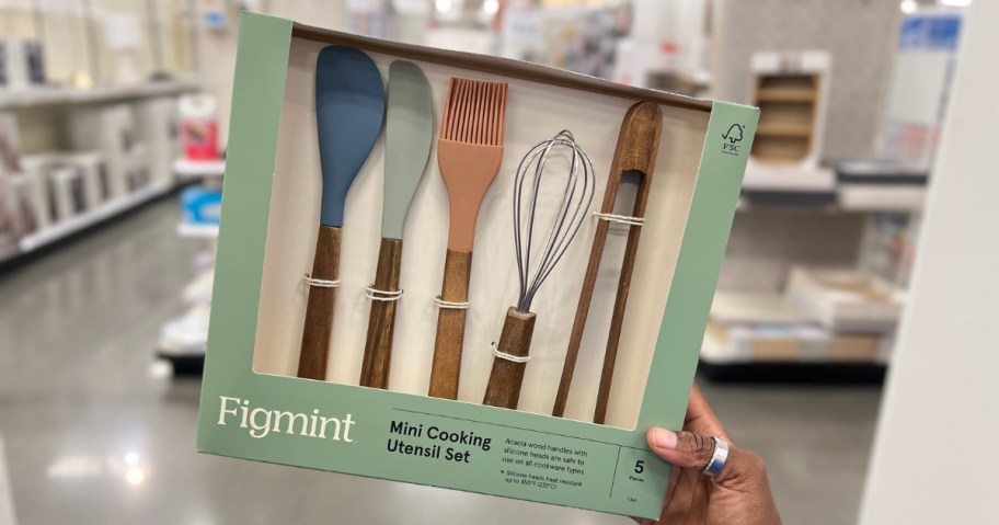 hand holding a box with a Figment mini utensil set at Target