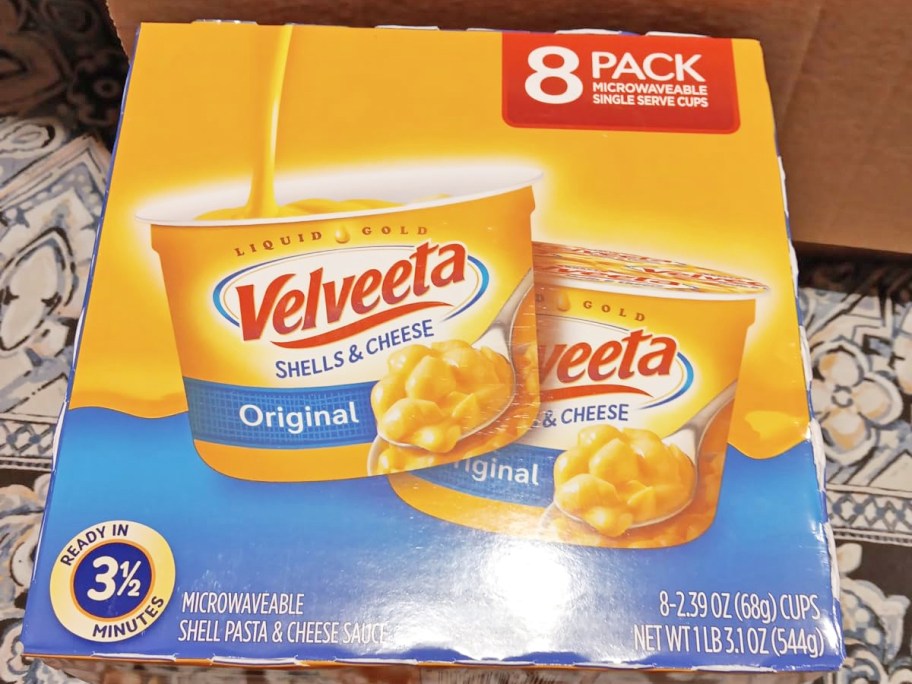 8-count box of Velveeta Shells & Cheese Microwavable Individual Cups