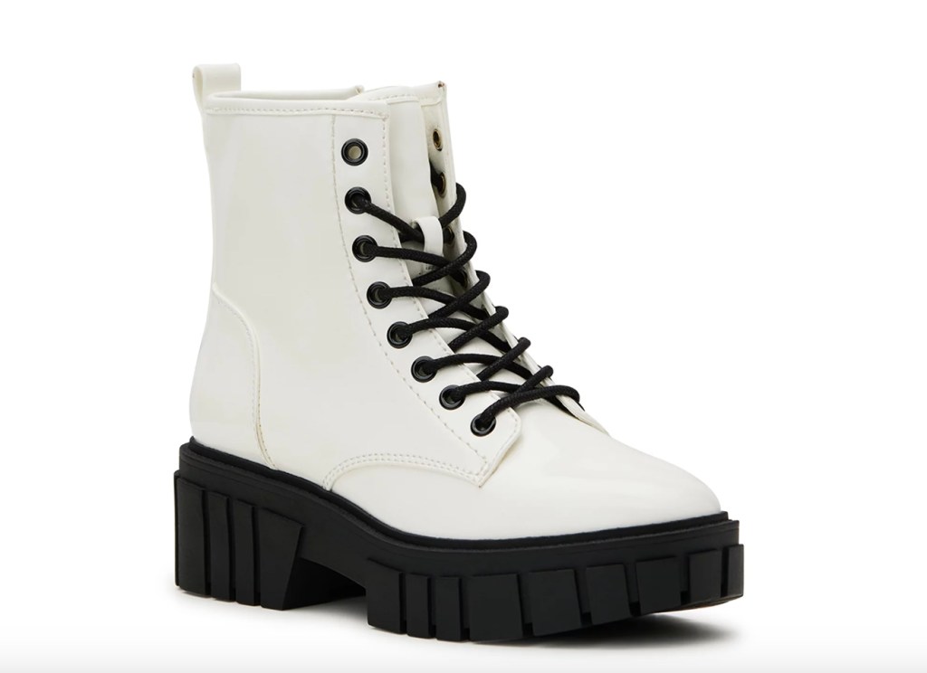 Stock, photo of white and black combat boots