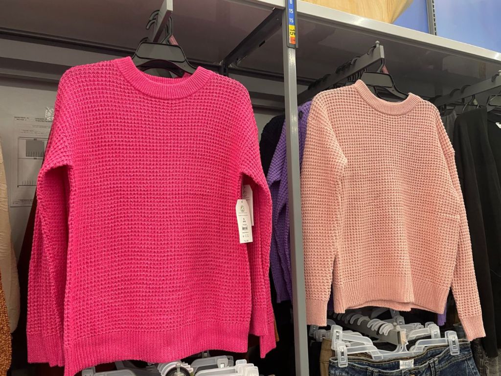 Walmart Time & Tru Waffle Knit Sweaters Pink