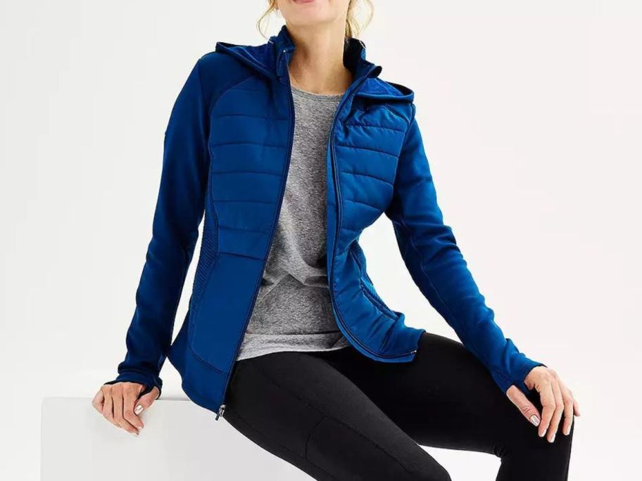 Women's Tek Gear Hooded Mixed-Media Jacket, Size: Small, Dark Blue - Yahoo  Shopping
