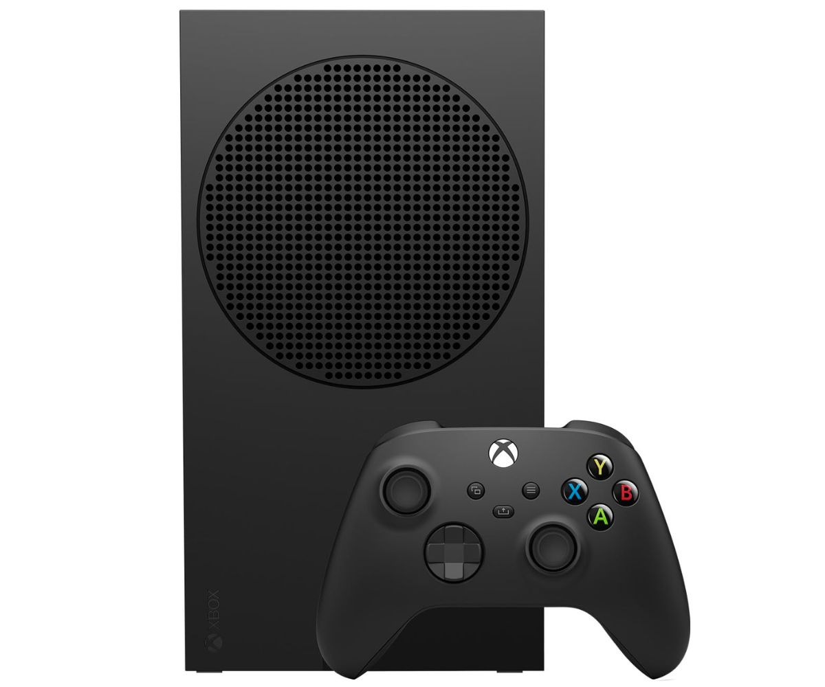 X box series s stock image console and controller in black