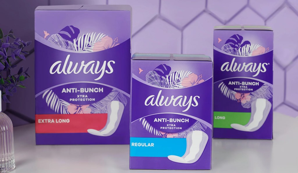 3 packages of Always anti-bunch pads