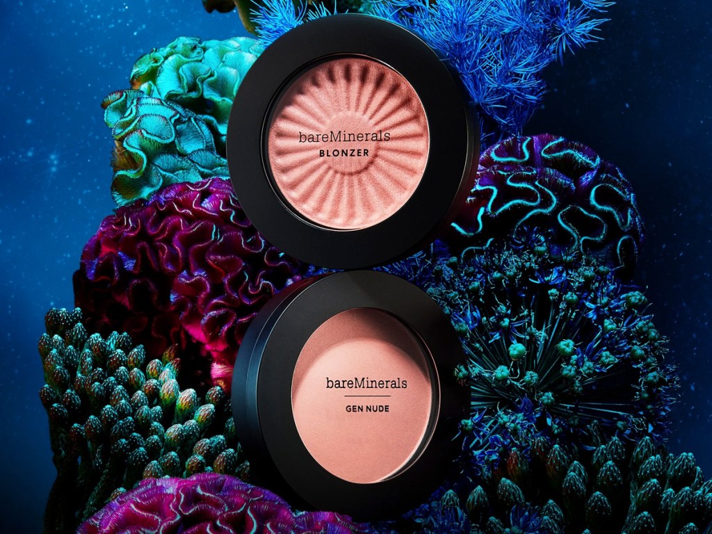 two bareminerals blushes underwater on coral